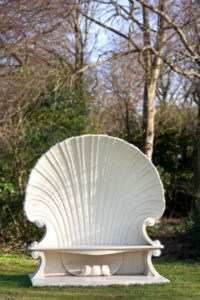 Image of restored shell seat at Strawberry Hill House